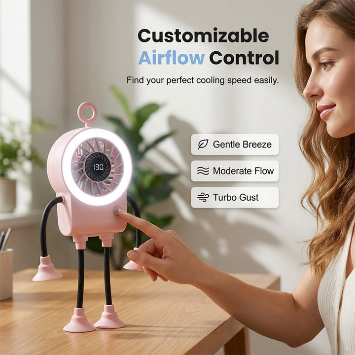 Flexible Robot Desk Fan with LED Light | Stornfield