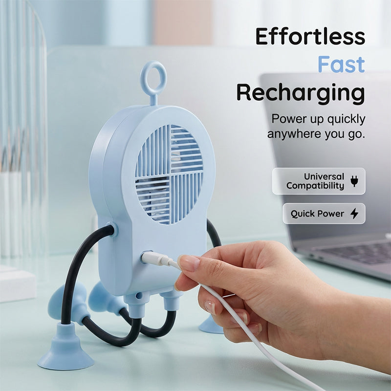 Flexible Robot Desk Fan with LED Light | Stornfield