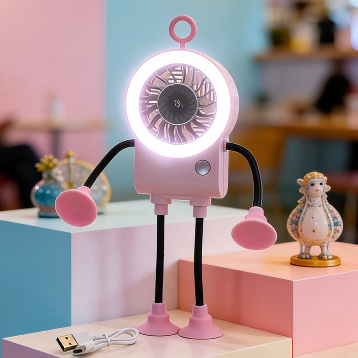 Flexible Robot Desk Fan with LED Light | Stornfield