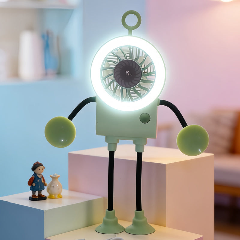 Flexible Robot Desk Fan with LED Light | Stornfield