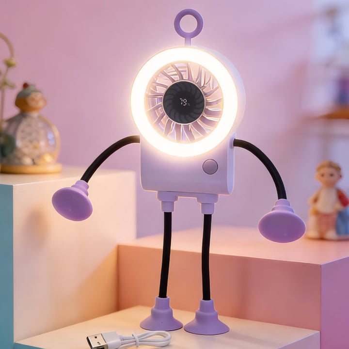 Flexible Robot Desk Fan with LED Light | Stornfield