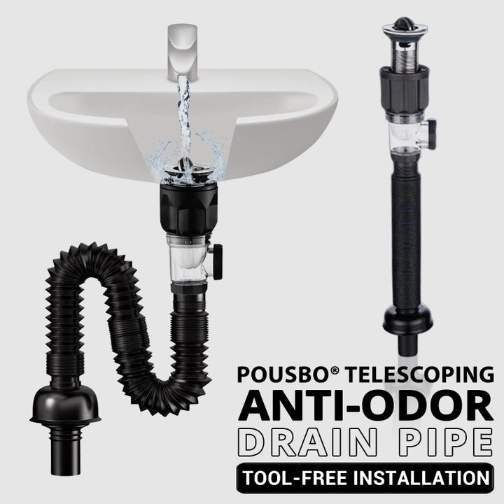 Telescope drain pipe with odor trap | Stornfield