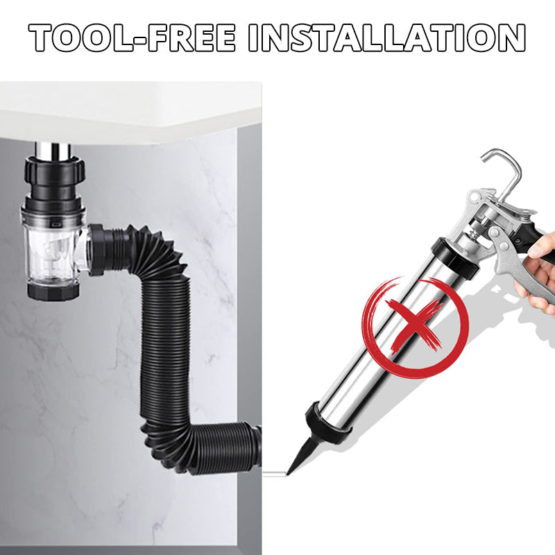 Telescope drain pipe with odor trap | Stornfield