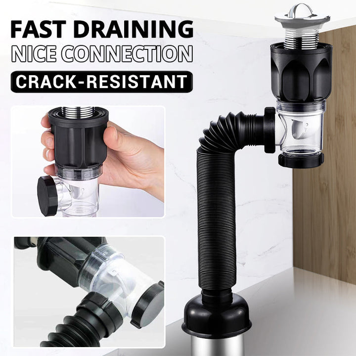 Telescope drain pipe with odor trap | Stornfield