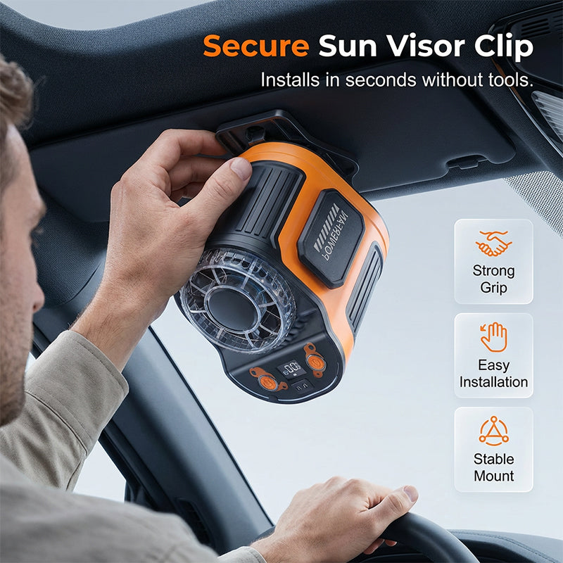 Portable Car Clip On Fan with LED Display | Stornfield