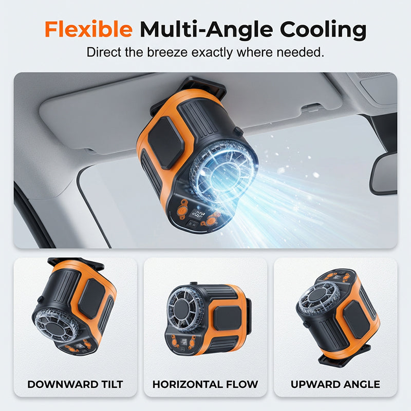 Portable Car Clip On Fan with LED Display | Stornfield