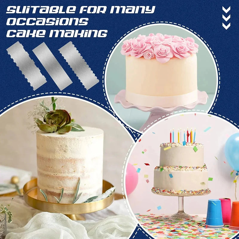 Double-sided patterned stainless steel cake scraper | Stornfield
