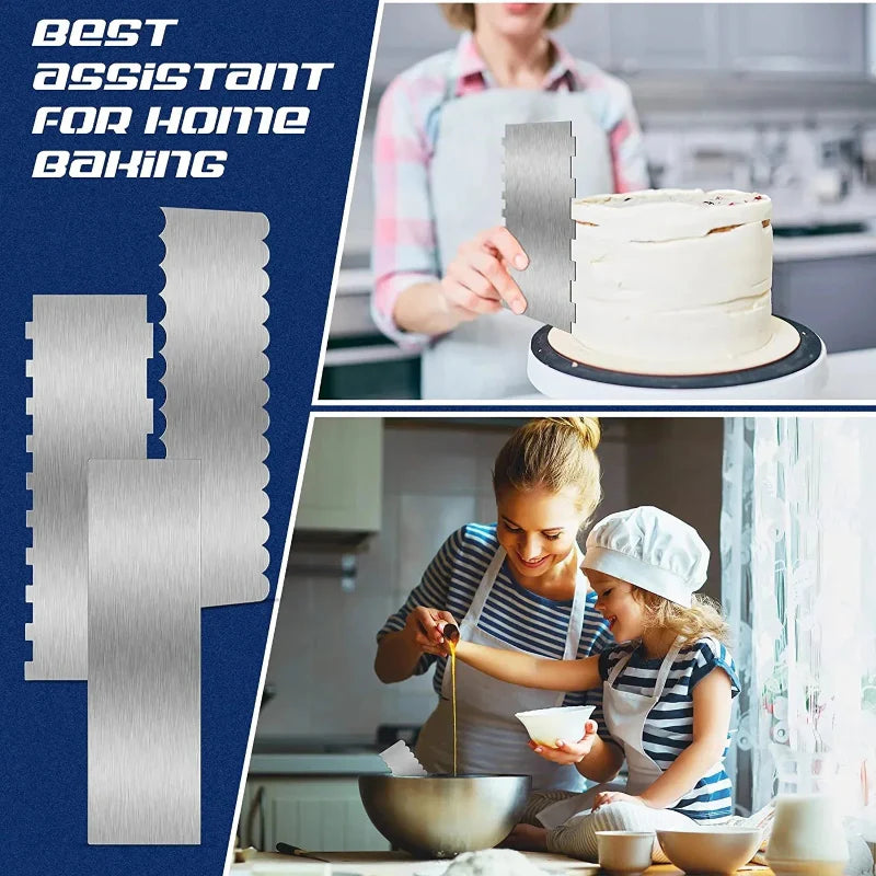Double-sided patterned stainless steel cake scraper | Stornfield