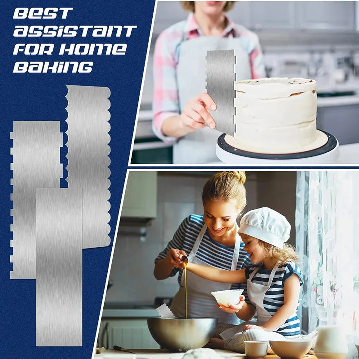 Double-sided patterned stainless steel cake scraper | Stornfield