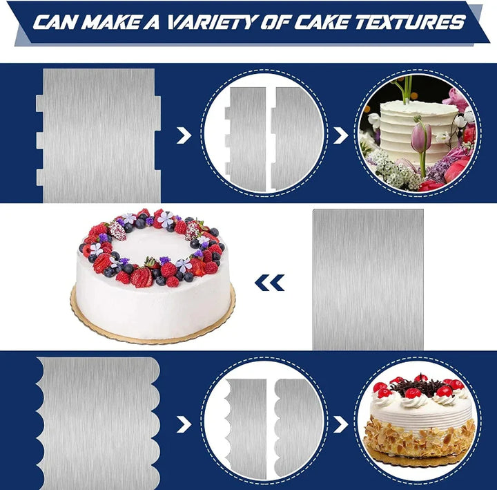 Double-sided patterned stainless steel cake scraper | Stornfield