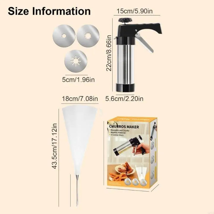 Stainless Steel Churro Maker Cookie Press and Cake Decorating Tool | Stornfield