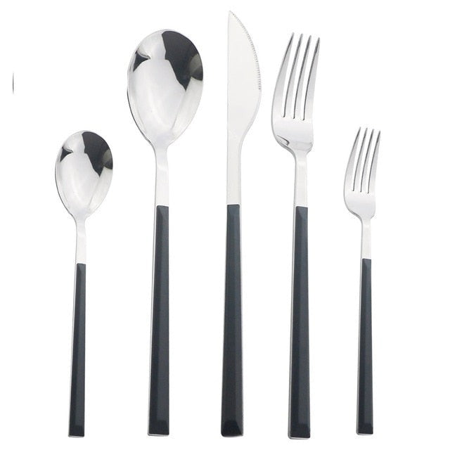 Stainless Steel Dinnerware Set Imitation Wood Marble Handle Set | Stornfield
