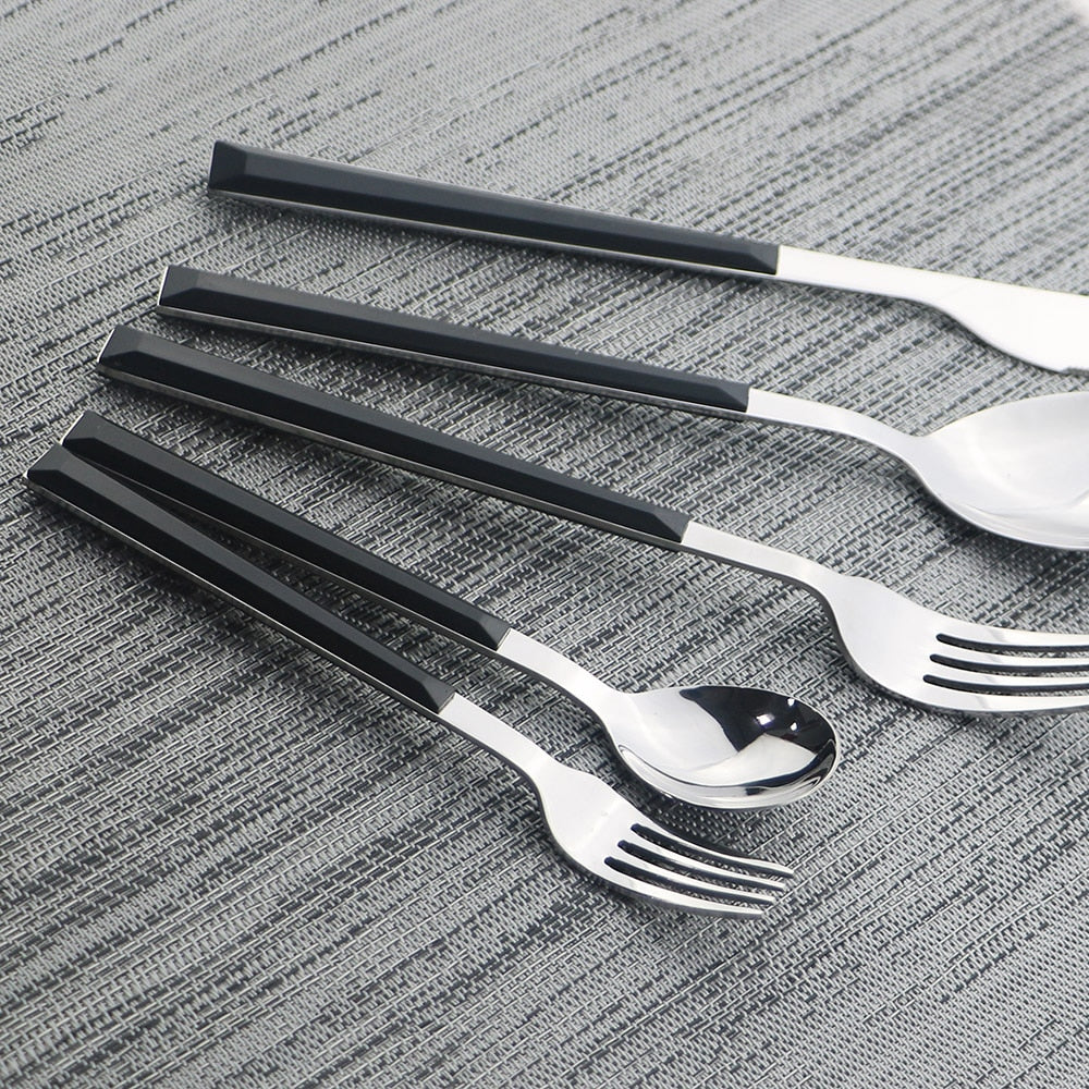 Stainless Steel Dinnerware Set Imitation Wood Marble Handle Set | Stornfield