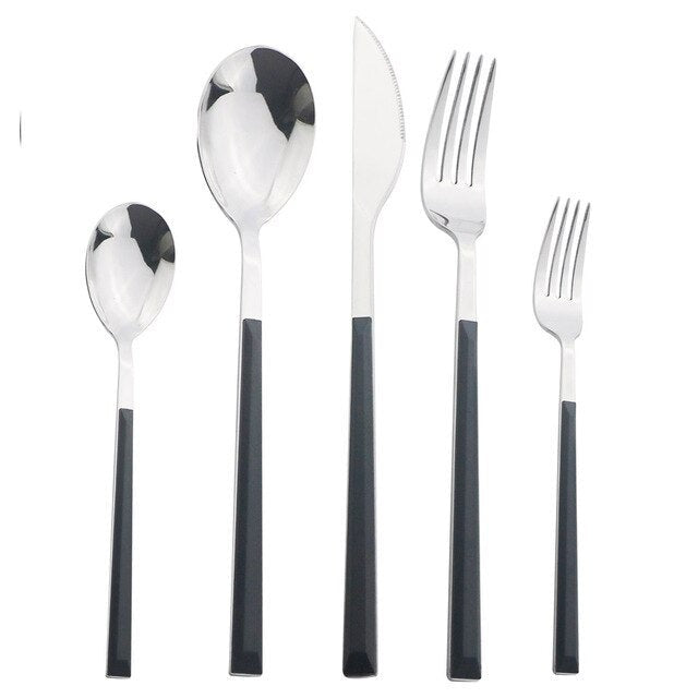 Stainless Steel Dinnerware Set Imitation Wood Marble Handle Set | Stornfield