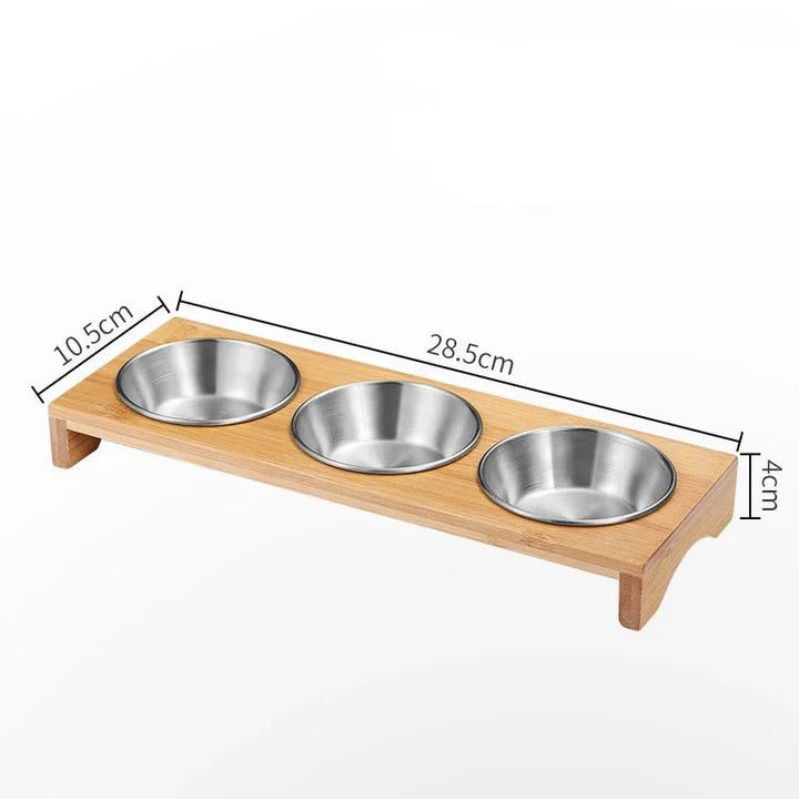 Stainless Steel Dip Bowls On Bamboo Serving Tray Set | Stornfield