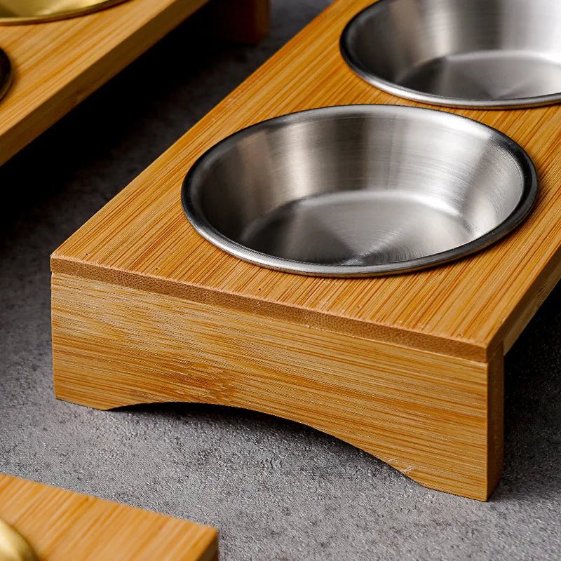 Stainless Steel Dip Bowls On Bamboo Serving Tray Set | Stornfield