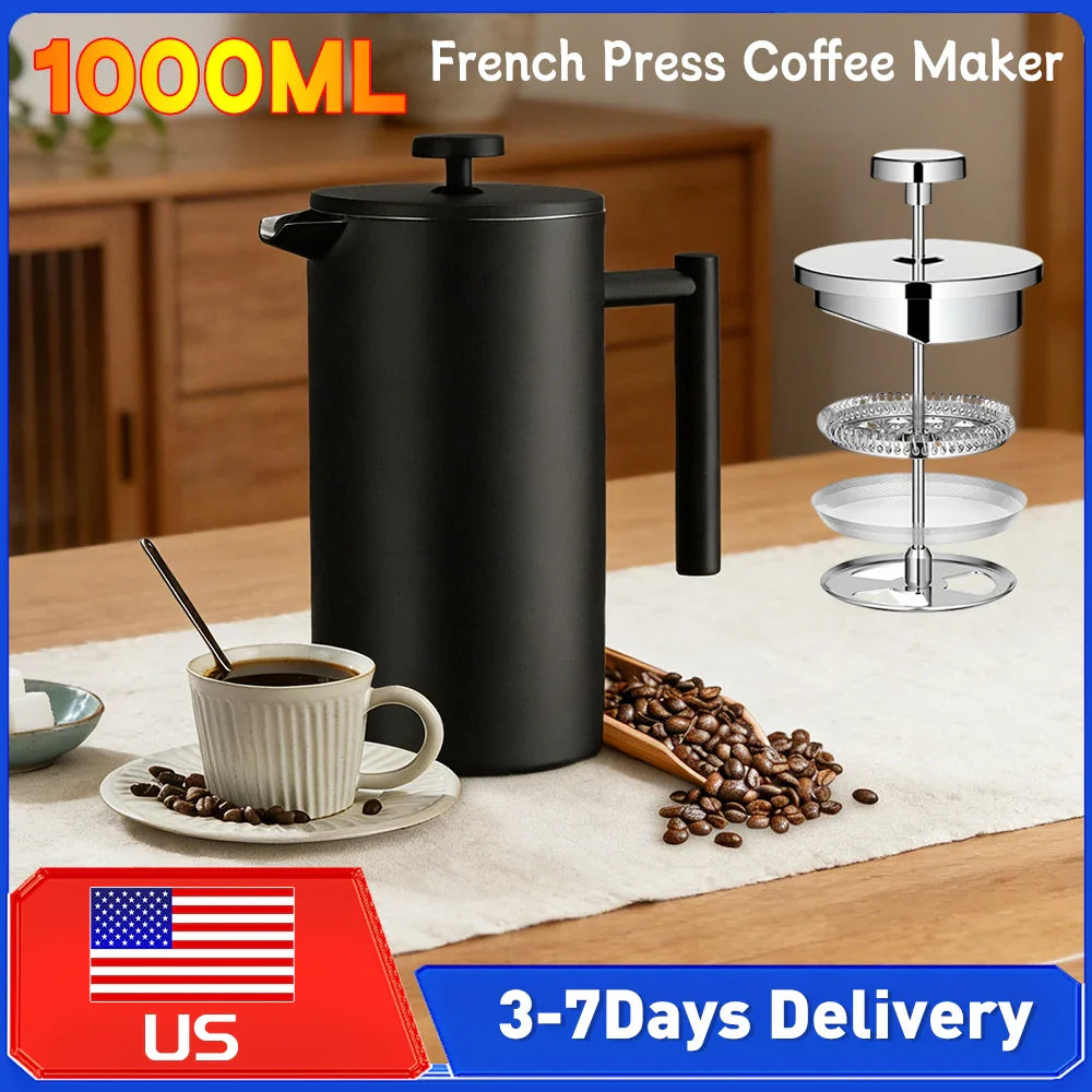Insulated Double Wall Stainless Steel French Press for Coffee & Tea | Stornfield