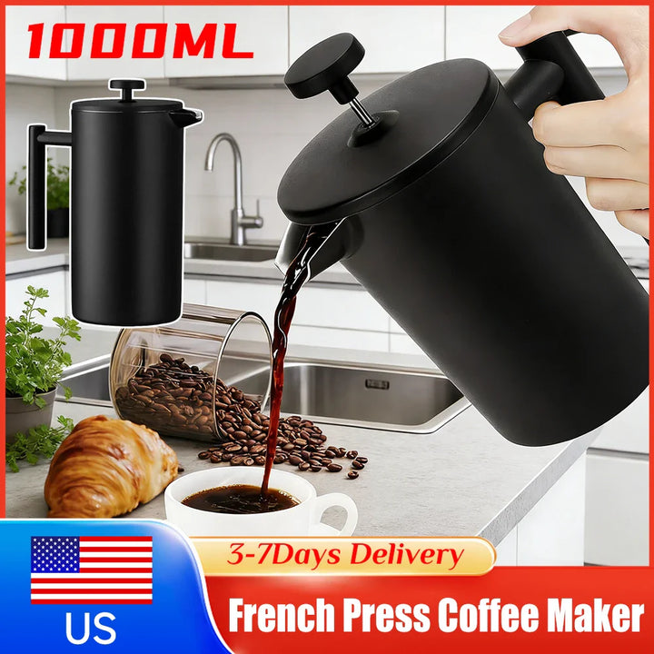 Insulated Double Wall Stainless Steel French Press for Coffee & Tea | Stornfield