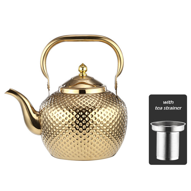 Stainless Steel Hammer Texture Boiling Kettle With Tea Strainer | Stornfield