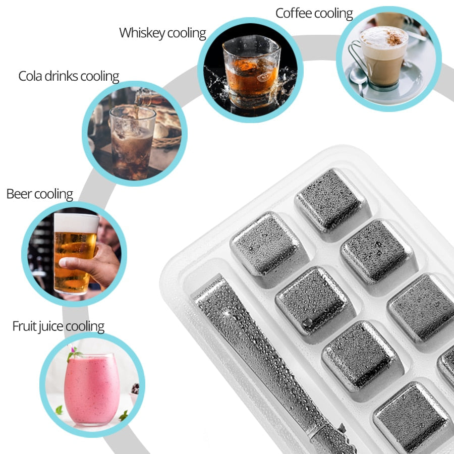 Stainless Steel Ice Cubes Reusable Chilling Stones for Whiskey Wine | Stornfield