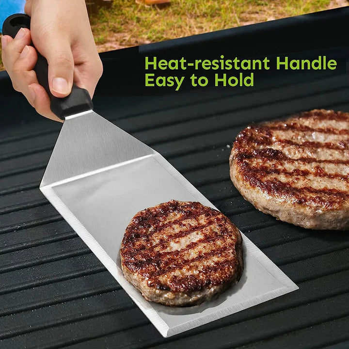 Stainless Steel Long Grill Spatula with Cutting Edges Scraper Tool | Stornfield
