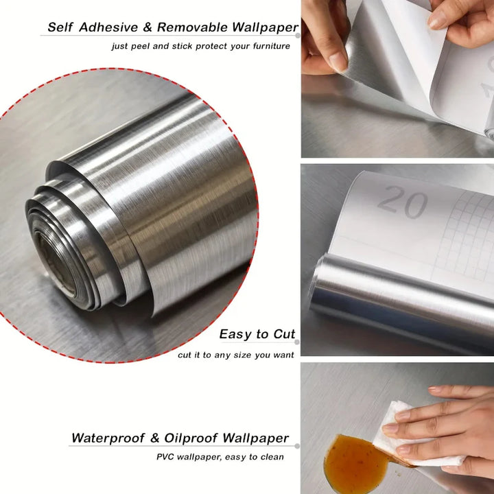 Stainless Steel Look Kitchen Cabinet Refrigerator Self-Adhesive Sticker | Stornfield