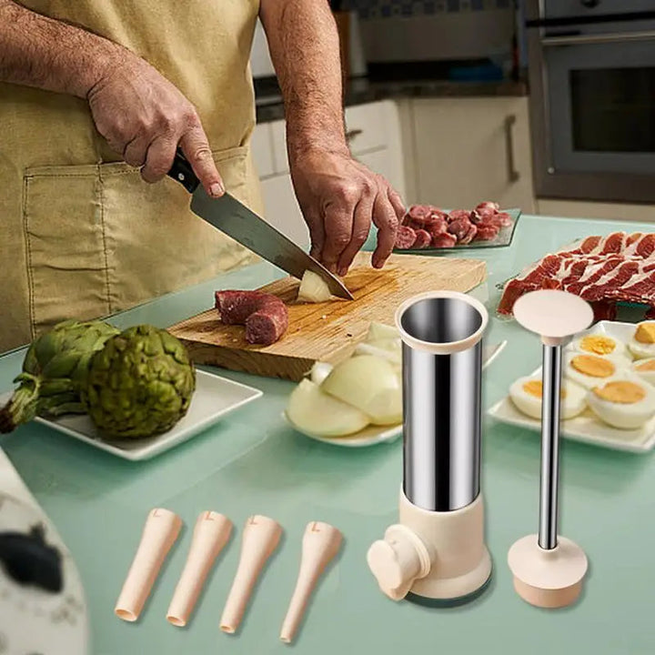 Manual Stainless Steel Sausage Stuffer with 4 Nozzles | Stornfield