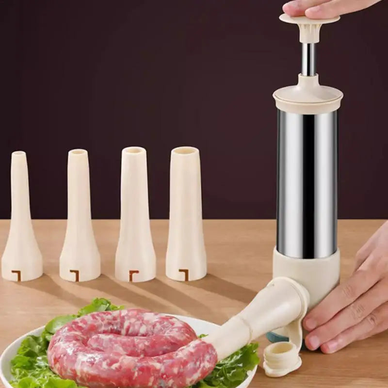 Manual Stainless Steel Sausage Stuffer with 4 Nozzles | Stornfield
