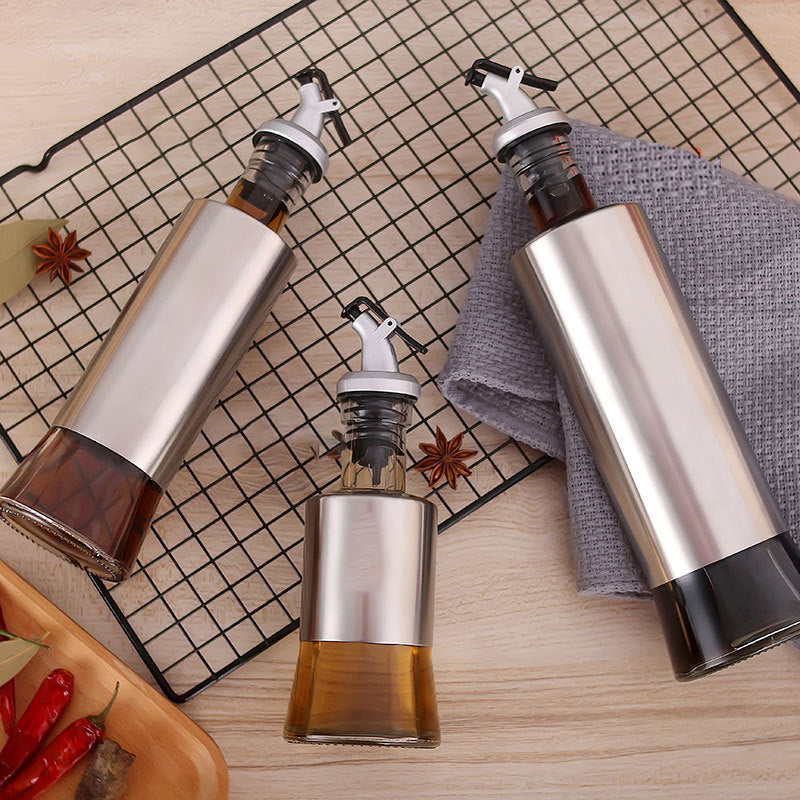 Stainless Steel Oil Bottle Glass Kitchen Cruet Storage Dispenser | Stornfield