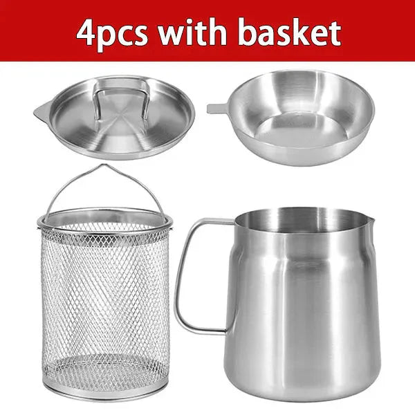 Stainless Steel Oil Filter Pot Oil Storage Pot Grease Keeper with Lid | Stornfield