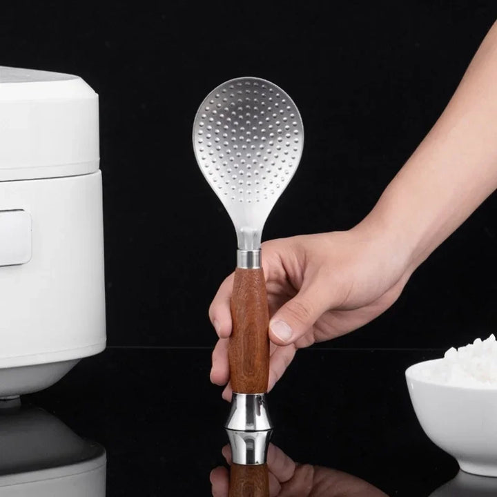 Stainless Steel Rice Scoop with Wooden Handle Non-Stick Rice Spatula | Stornfield
