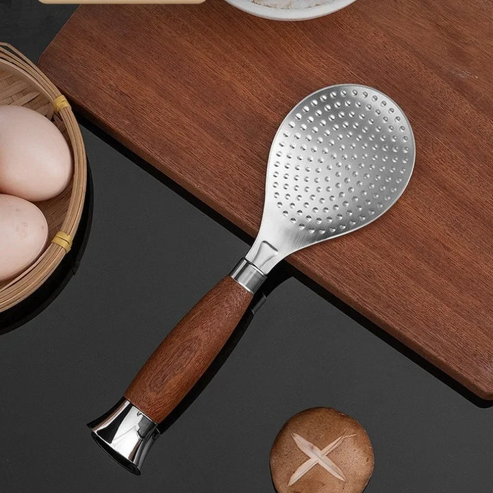 Stainless Steel Rice Scoop with Wooden Handle Non-Stick Rice Spatula | Stornfield