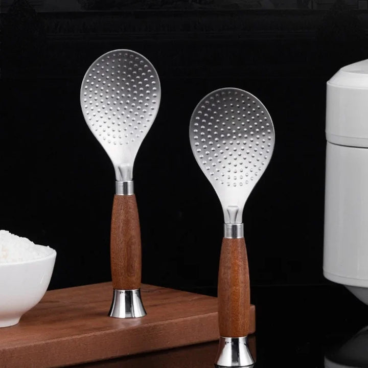 Stainless Steel Rice Scoop with Wooden Handle Non-Stick Rice Spatula | Stornfield