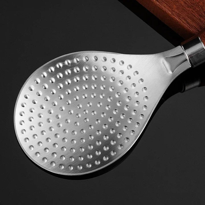 Stainless Steel Rice Scoop with Wooden Handle Non-Stick Rice Spatula | Stornfield