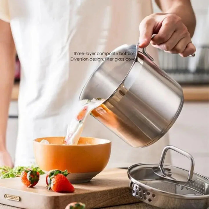 Stainless Steel Saucepan with Glass Lid Multi-Purpose Cooking Pot | Stornfield