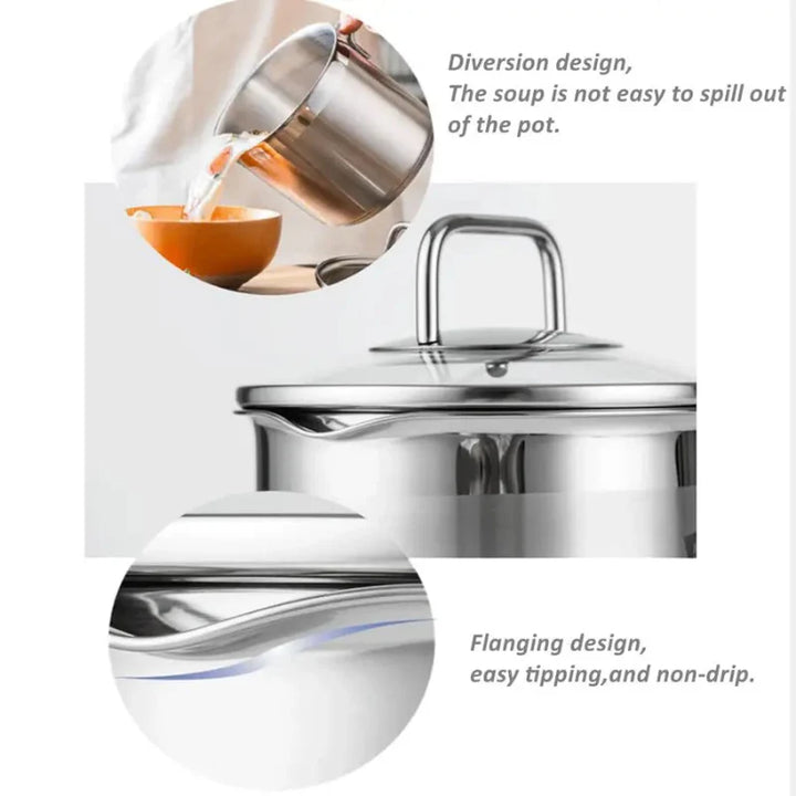 Stainless Steel Saucepan with Glass Lid Multi-Purpose Cooking Pot | Stornfield
