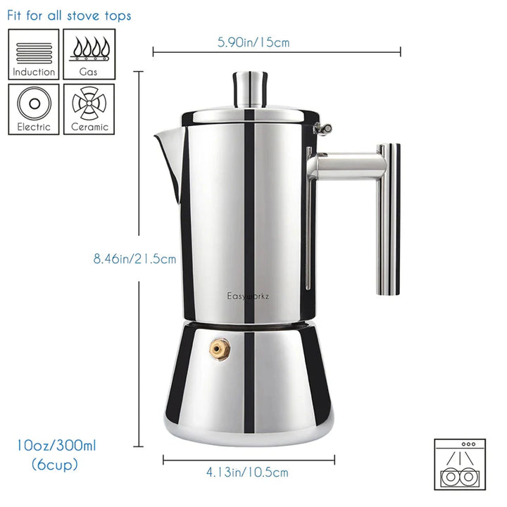Stainless Steel Stovetop Espresso Maker Moka Pot Coffee Machine | Stornfield