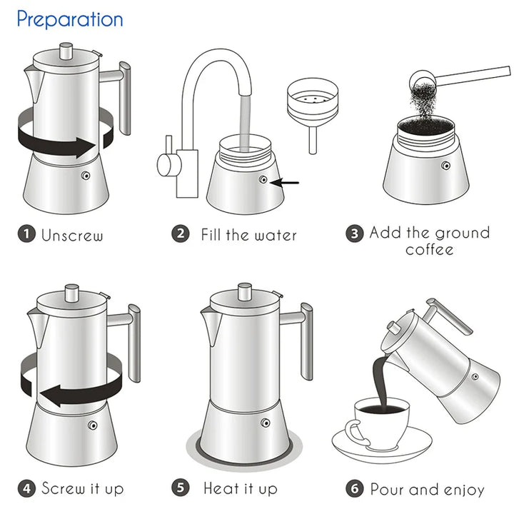 Stainless Steel Stovetop Espresso Maker Moka Pot Coffee Machine | Stornfield