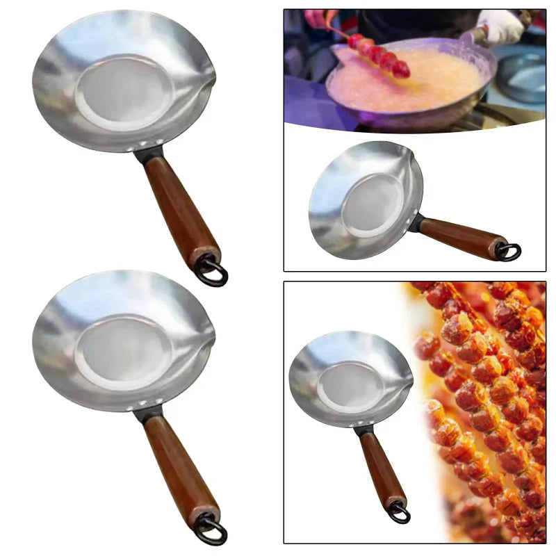 Stainless Steel Sugar Pan with Spout and Wooden Handle | Stornfield