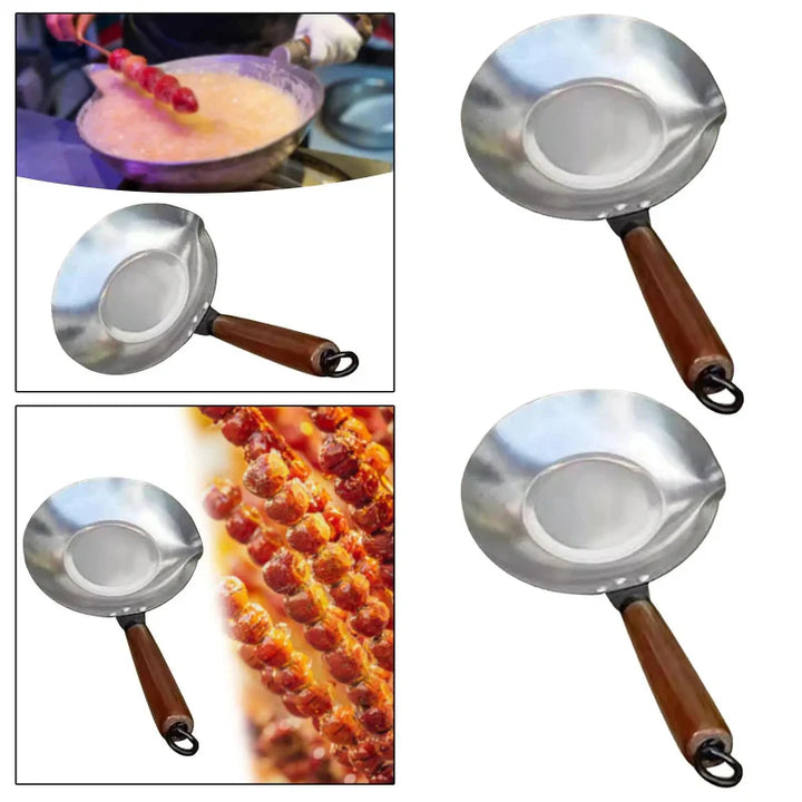 Stainless Steel Sugar Pan with Spout and Wooden Handle | Stornfield