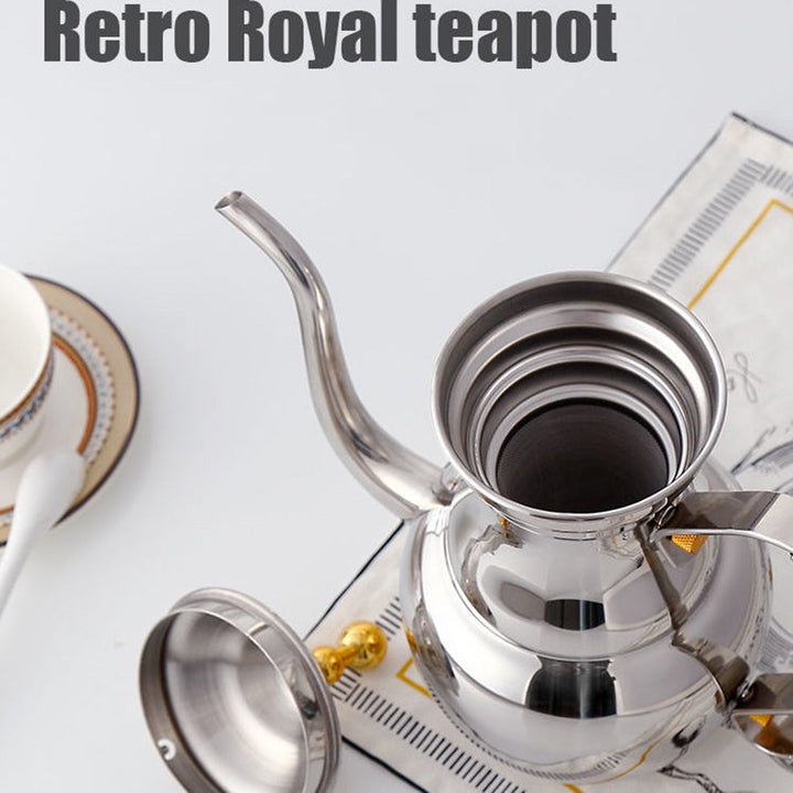 Stainless Steel Teapot Restaurant Retro Royal Teapot With Tea Strainer | Stornfield