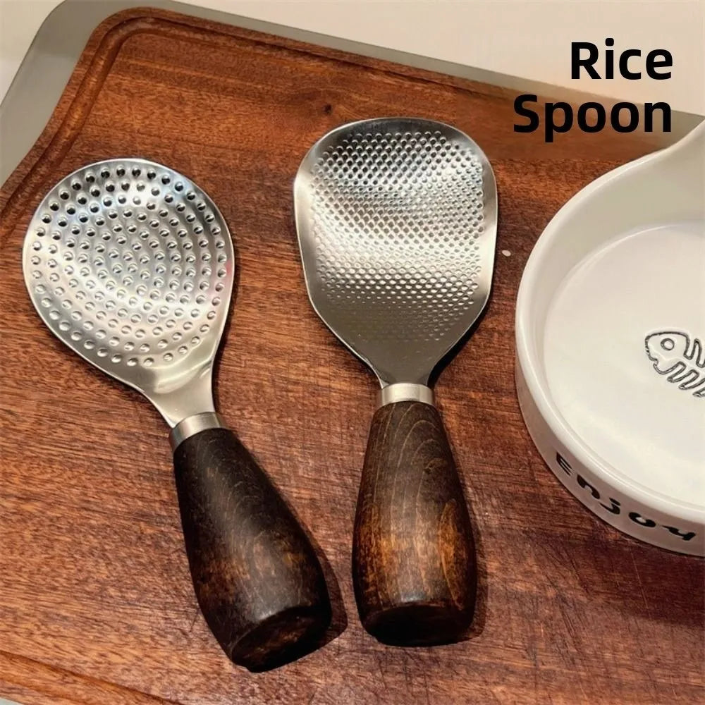 Stainless Steel Vertical Rice Shovel Spatula Wooden Handle Rice Spoon | Stornfield
