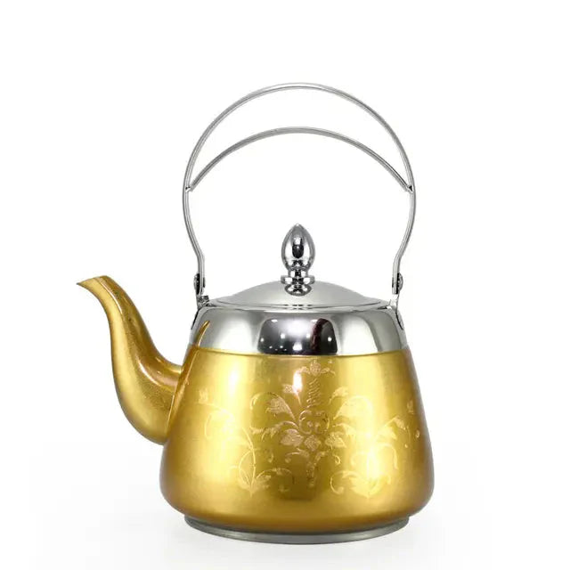 Stainless Steel Water Kettle Flower Pattern Palace Tea Pot Tea Kettle | Stornfield