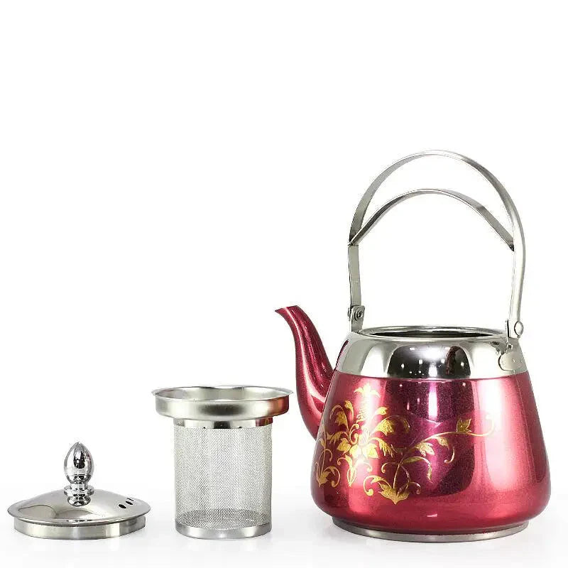 Stainless Steel Water Kettle Flower Pattern Palace Tea Pot Tea Kettle | Stornfield