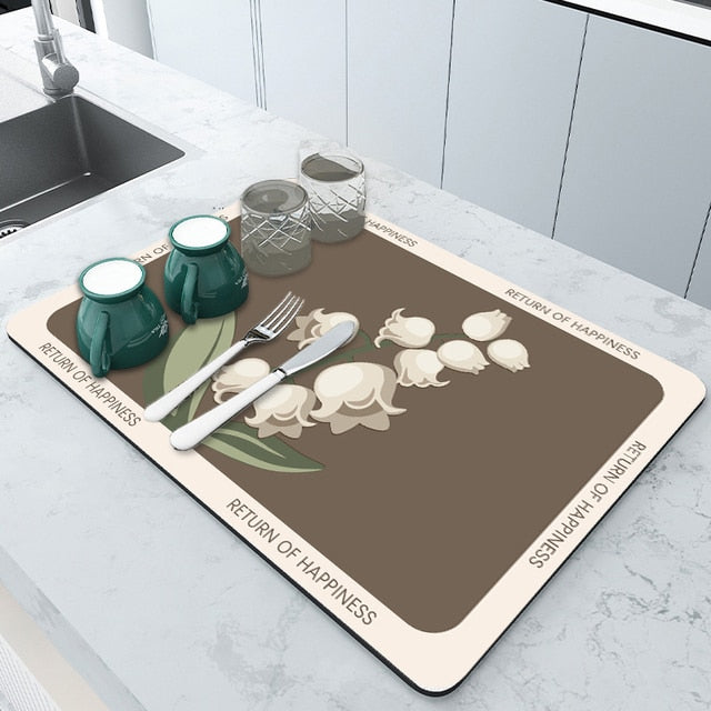 Super Absorbent Draining Mat Kitchen Bathroom Faucet Absorbent Mat | Stornfield