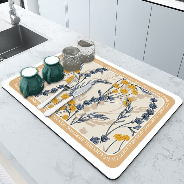 Super Absorbent Draining Mat Kitchen Bathroom Faucet Absorbent Mat | Stornfield