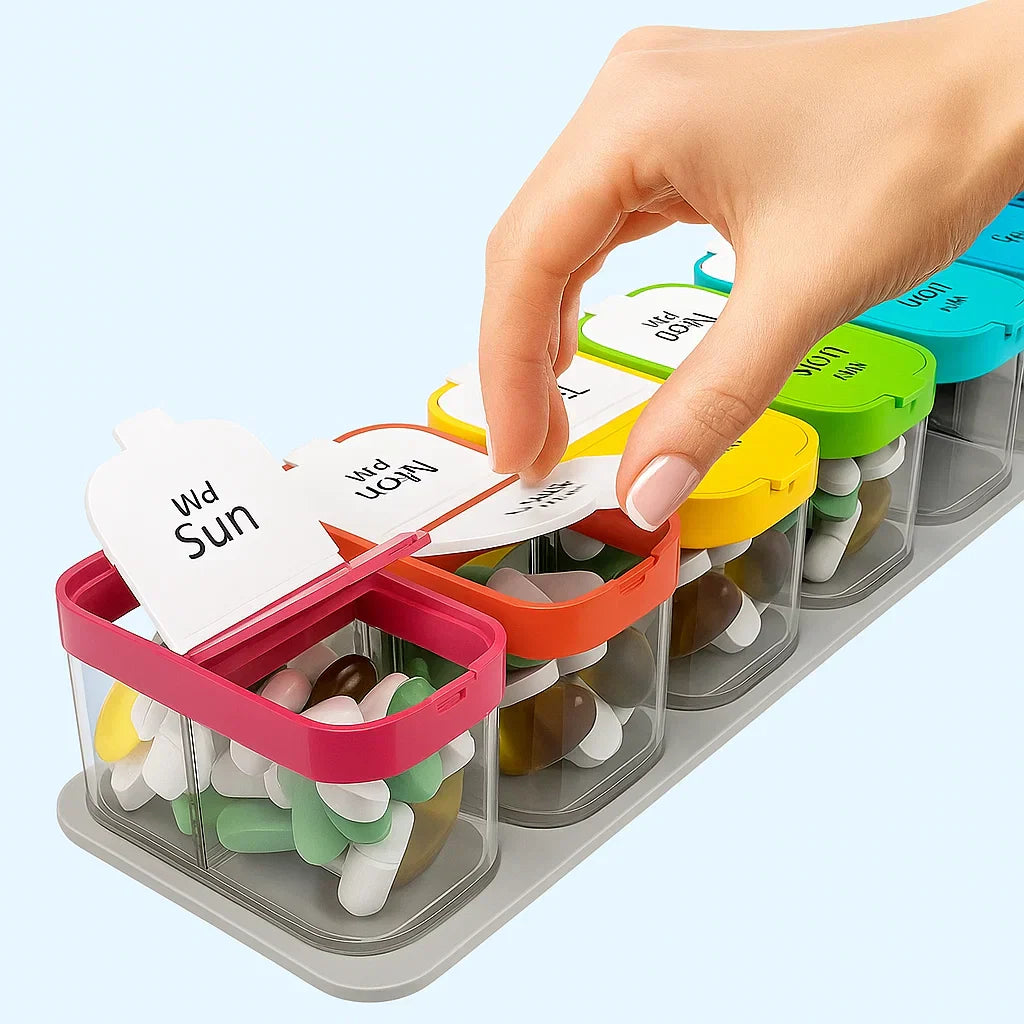 Large 7-Day Case – Moisture-Proof BPA-Free Compartments – Ideal for Seniors & Carers Stornfield