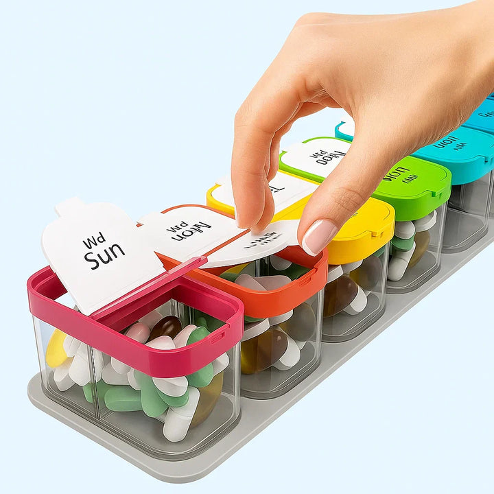 Large 7-Day Case – Moisture-Proof BPA-Free Compartments – Ideal for Seniors & Carers Stornfield