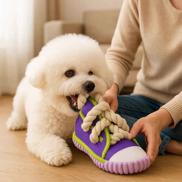 Stornfield Robust Dog Sneaker Toy with Rope and Squeaker