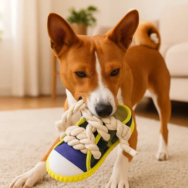 Stornfield Robust Dog Sneaker Toy with Rope and Squeaker